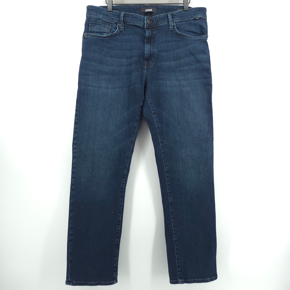 Mavi Zach Straight Leg Mens Jeans 35x32 Dark Wash Denim Stretch Organic Cotton
